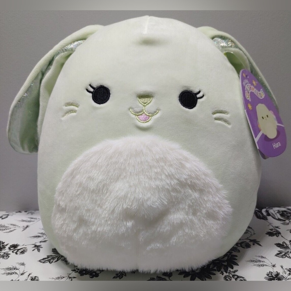 NWT  🐰 8" HARA green BUNNY Rabbit FUZZY tummy Easter Spring   Squishmallows